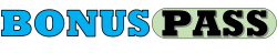 Logo di BonusPass con 'BONUS' in azzurro con contorno nero e 'PASS' in nero, 'BONUS' su sfondo bianco e 'PASS' su uno sfondo ovale verde, entrambe in linea.