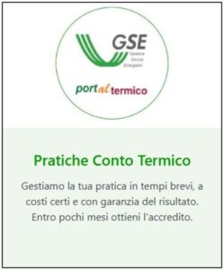 Immagine di un pulsante che dice: 'Scopri di più sul nostro servizio di gestione pratiche conto termico'. Clicca per visitare la pagina dedicata su engcon-ec.it